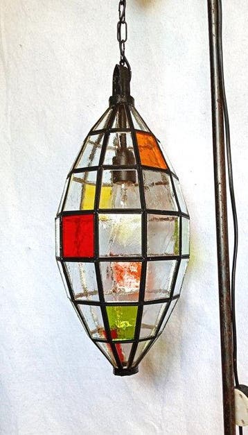 Plafondlamp - Glas-in-lood - Ambachtelijk glas-in-lood, Antiek en Kunst