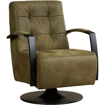 Leren draaifauteuil Mind - Kenia Olive (olijf) -, Nieuw, Ophalen of Verzenden, 50 tot 75 cm, Industrieel, Modern
