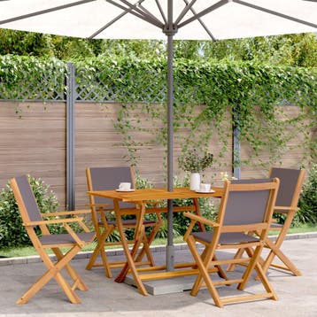 vidaXL Klapstoelen set van 4 stuks, antracietkleurige stof, Verzenden, Nieuw, Hout