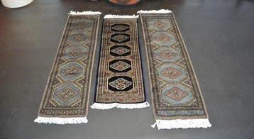 Handgeknoopte Pakistaanse Bokhara-wol tafelkleed, 3 stuks,, Nieuw
