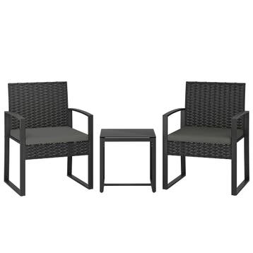 Rieten Bistroset, 3-delige Tuinmeubelset Met 2 Tuinstoelen,, Tuin en Terras, Parasols, Verzenden, Nieuw