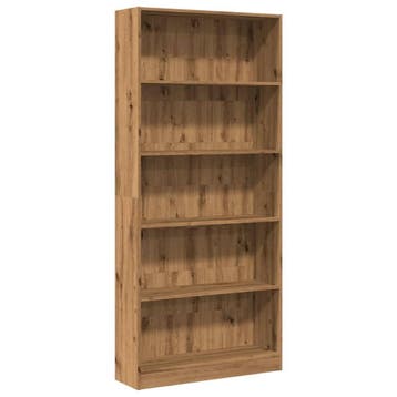Boekenkast 80x176cm Eiken - Retourdeal 34% Korting, Met plank(en), Zo goed als nieuw, Minder dan 25 cm, Modern