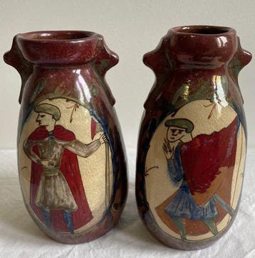 Louis Estienne Desmant - Vaas (2) - Terracotta, iriserende