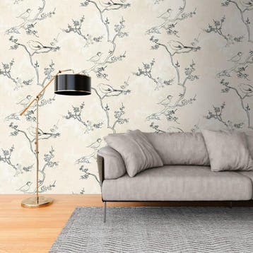 Profhome 398841-GU Fotobehang vogel patroon mat crème, Verzenden