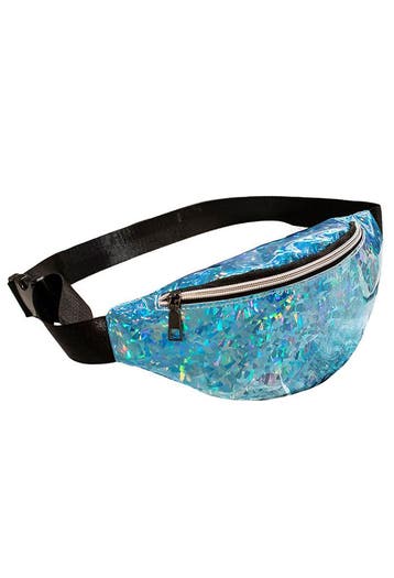KIMU® Heuptasje Blauw Holografisch Iridescent Glitter Heupta, Ophalen of Verzenden, Nieuw, Blauw, Overige typen