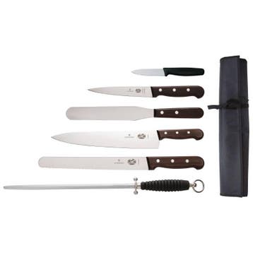 6-delige messenset Rosewood (koksmes 25 cm), Verzenden