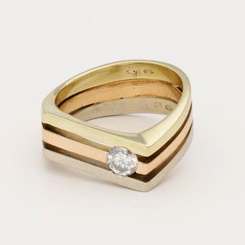 Ring - 14 karaat Geel goud, Roségoud, Witgoud Diamant, Nieuw