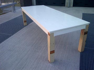 Lange eettafel, robuust, mozaïek, duurzaam, wit 270 lang, Overige materialen, 100 tot 150 cm, 200 cm of meer, Zo goed als nieuw