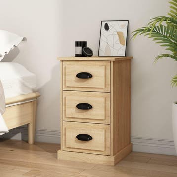 vidaXL Nachtkastje 39x39x67 cm bewerkt hout sonoma, Minder dan 45 cm, Verzenden, Nieuw, 55 tot 70 cm