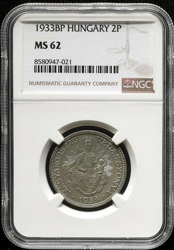 Hongarije. 2 Peng 1933 - NGC MS62, Postzegels en Munten, Munten | Europa | Niet-Euromunten