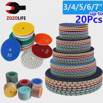 Diamant Polijstschijven Set (3-7 Inch) - Nat/Droog - Voor St, Verzenden, Nieuw