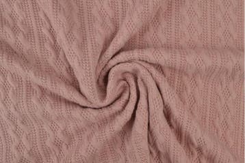 Jacquard gebreid kabel stof Oud roze - rol 30 meter, Verzenden, Nieuw