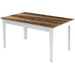 Evila Originals Milan Eettafel, Walnootbruin En Wit, 145 Cm, Huis en Inrichting, Zo goed als nieuw, Overige houtsoorten, 50 tot 100 cm