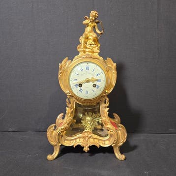 Glaspendule Louis XV - Verguld brons - 1850-1900 - Zeldzame, Antiek en Kunst, Antiek | Klokken