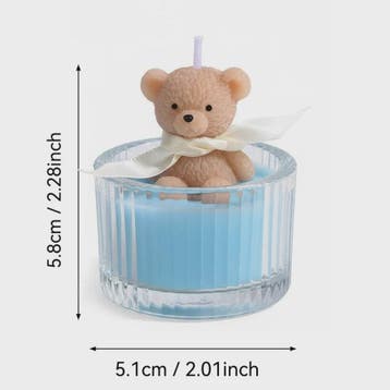 Luxe Geurkaars Teddybeer in Glazen Pot met Lint - Pastel Cad, Verzenden, Nieuw