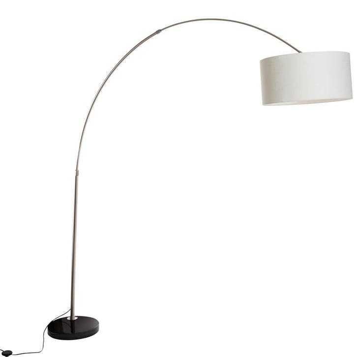 Booglamp staal stoffen kap wit 50 cm - XXL, Huis en Inrichting, Lampen | Vloerlampen, Nieuw, Verzenden
