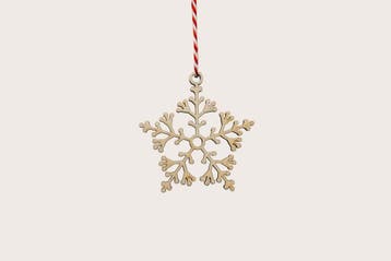 Kerstornament - Sneeuwvlok Ster - Hout - Set van 4, Diversen, Kerst, Ophalen of Verzenden, Nieuw