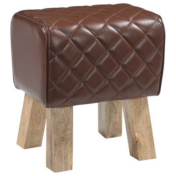 vidaXL Bank 40 x 30 x 45 cm Echt Leer Bruine diamant, Verzenden, Nieuw