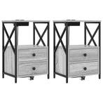 vidaXL Nachtkastje 2 pcs Grijs Sonoma 40 x 31 x 60 cm, Minder dan 45 cm, Verzenden, Nieuw, 55 tot 70 cm