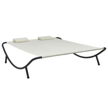 vidaXL Loungebed stof crème, Tuin en Terras, Verzenden, Nieuw