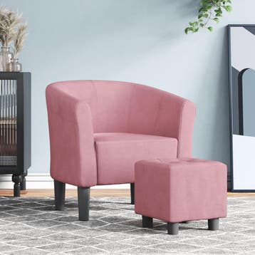 vidaXL Kuipstoel met voetenbank fluweel roze, Verzenden, Nieuw