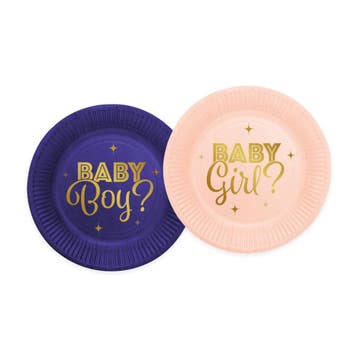 Gender Reveal Borden Blauw Roze 18cm (8st), Ophalen of Verzenden, Nieuw
