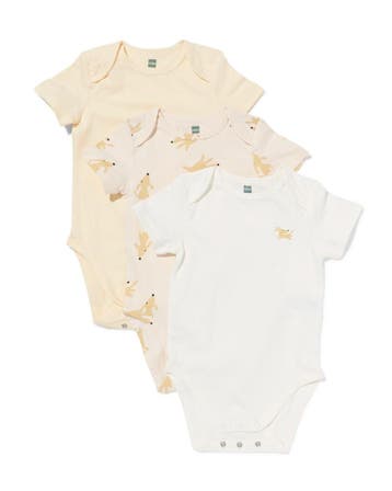 HEMA Baby meegroeirompers dieren - 3 stuks naturel van sale, Verzenden, Nieuw