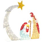 Kerststal met verlichting - Kerstdecoratie - 151 cm - COSTWA, Verzenden, Zo goed als nieuw