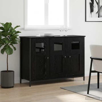 vidaXL Dressoir Zwart eiken 100 x 35 x 70 cm Bewerkt hout, Verzenden, Nieuw, Overige houtsoorten, Minder dan 50 cm