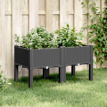 vidaXL Plantenbak met poten 80x40x42 cm polypropeen zwart, Verzenden, Nieuw, Minder dan 60 cm, 30 tot 60 cm