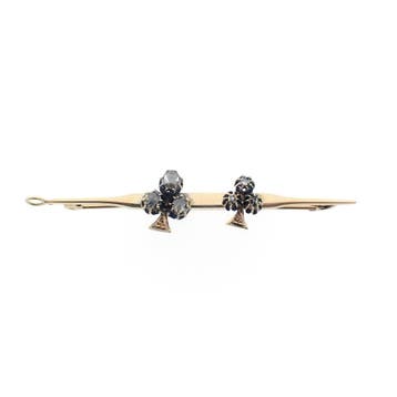 Antiek gouden broche met diamanten; ca. 0,40 ct., Gebruikt, Ophalen of Verzenden, Met edelsteen, Goud