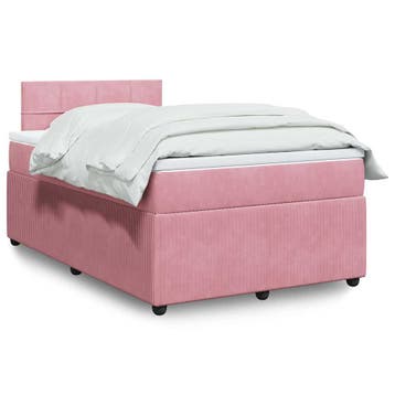 vidaXL Boxspring met matras fluweel roze 120x200 cm, Verzenden, Nieuw, Twijfelaar, 120 cm