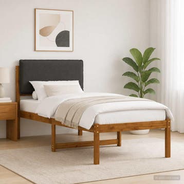 vidaXL Bedframe met gestoffeerd hoofdbord Naturel en, Huis en Inrichting, Verzenden, Nieuw, Hout