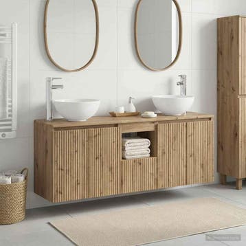 vidaXL Badkamerkastenset 3 st Artisanaal eiken 49,5 x 35 x, Verzenden, Nieuw