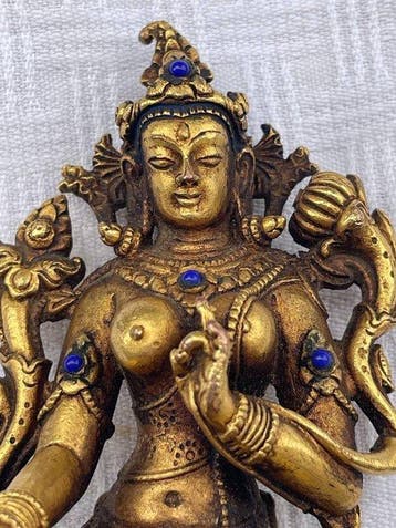 Boeddha Tara, - Brons - 1920-1930 - Boeddha,Tara. Witte Tara