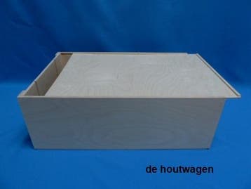 houten kist met schuifdeksel 58 x 37 x 20 cm.- houten kisten, Minder dan 50 cm, 50 tot 100 cm, Nieuw, Ophalen of Verzenden
