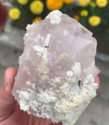 Roze morganietkristal combineren met cleavelandiet. Kristal, Verzamelen