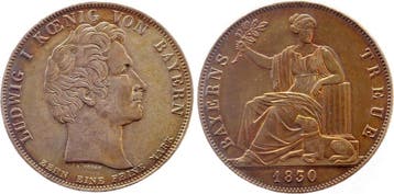 Duitsland taler, daalder Bayerns Treue 1830 Bayern Thun 5..., Postzegels en Munten, Verzenden