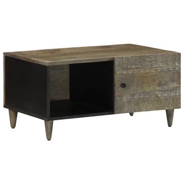 vidaXL Salontafel 80x50x40 cm massief mangohout lichtgrijs, Verzenden, Nieuw, Overige houtsoorten, 50 tot 100 cm