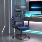 vidaXL Gamestoel met voetensteun kunstleer zwart en blauw, Verzenden, Nieuw, Blauw