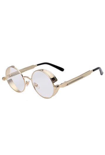 Ronde Bril Steampunk Vintage Goud Montuur Rond Heldere Glaze, Ophalen of Verzenden, Nieuw, Wit