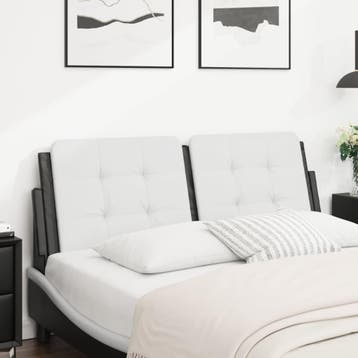 vidaXL Hoofdbordkussen Zadar 140 cm kunstleer wit en zwart, Verzenden, Nieuw, Wit, Overige materialen