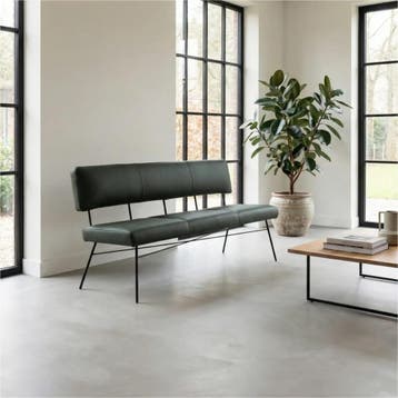 Leren eetkamerbank Solid - Toledo Verde (donkergroen) -, Huis en Inrichting, Ophalen of Verzenden, Nieuw, Overige kleuren, Leer