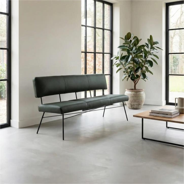 Leren eetkamerbank Solid - Toledo Verde (donkergroen) -, Huis en Inrichting, Stoelen, Overige kleuren, Nieuw, Leer, Ophalen of Verzenden