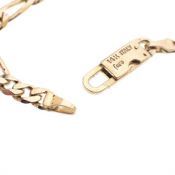 Gouden lange Figaro schakelketting, Ophalen of Verzenden, Gebruikt, Overige kleuren, Goud
