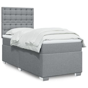 vidaXL Boxspring met matras stof lichtgrijs 80x200 cm, Eenpersoons, Verzenden, Nieuw, 80 cm