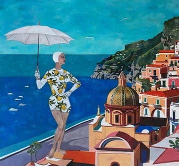Artemisia - Summer Dreams - Amalfi Coast - Art-Deco - XLarge, Antiek en Kunst, Kunst | Schilderijen | Modern