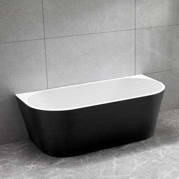 Half vrijstaand bad Lorenzo 170x80x58cm bi-color mat zwart/, Verzenden, Nieuw
