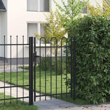 vidaXL Poort met gebogen bovenkant enkel 1x1,2 m staal zwart, Tuin en Terras, Tuinpoorten, Verzenden, Nieuw