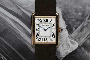 Cartier Tank Solo Large 2742 Goud 2007, Overige merken, Leer, Polshorloge, Ophalen of Verzenden